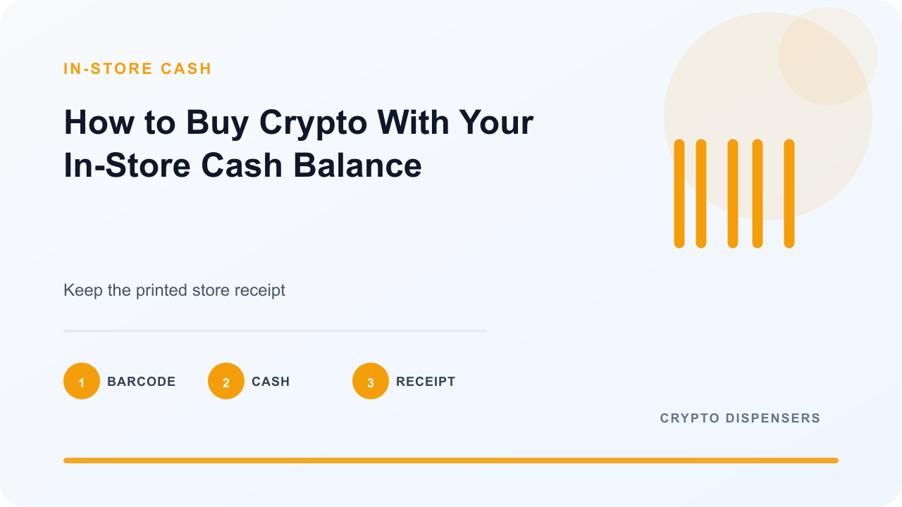 Illustration for How to Buy Crypto With Your In-Store Cash Balance: barcode, cash, receipt.