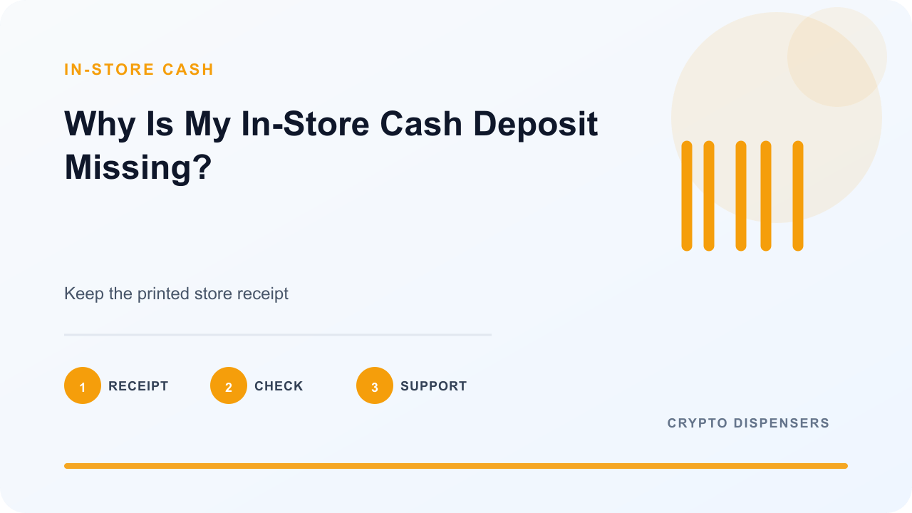 Illustration for Why Is My In-Store Cash Deposit Missing?: receipt, check, support.