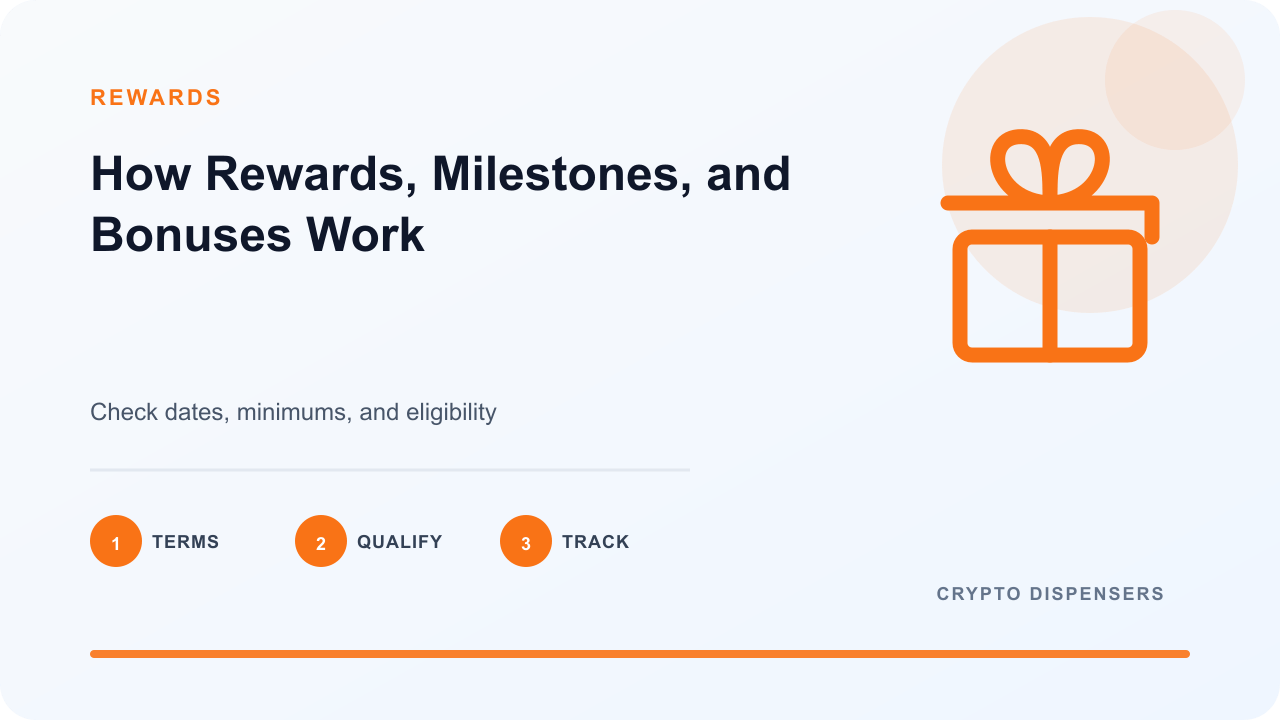 Illustration for How Rewards, Milestones, and Bonuses Work: terms, qualify, track.